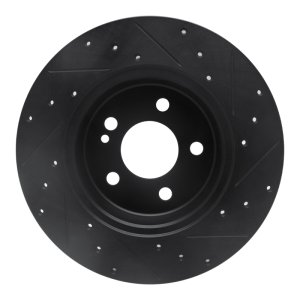 Mercedes-Benz C300 Brake Rotor (1) - Rear Left - R1 Concepts - Drilled & Slotted - Black - `15-`21
